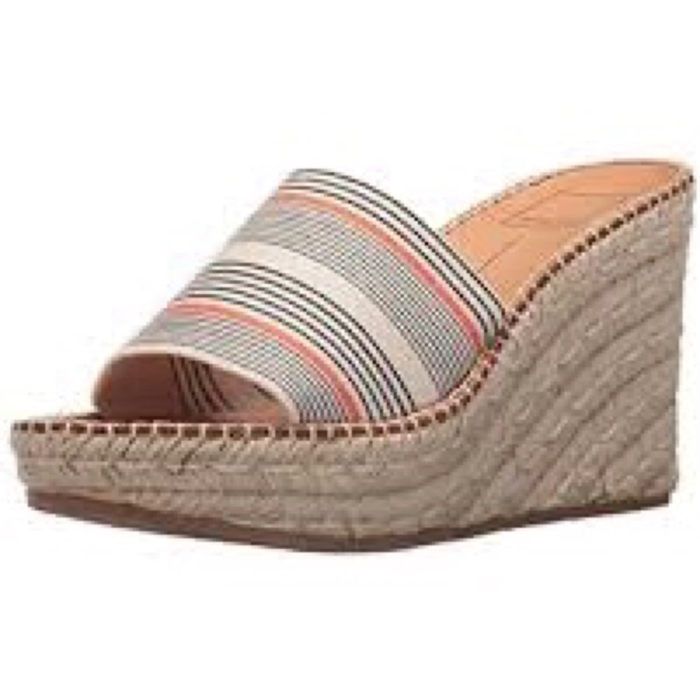 Dolce Vita Pim Wedge Espadrilles Striped Slides Slip On Sandals Sz 8.5